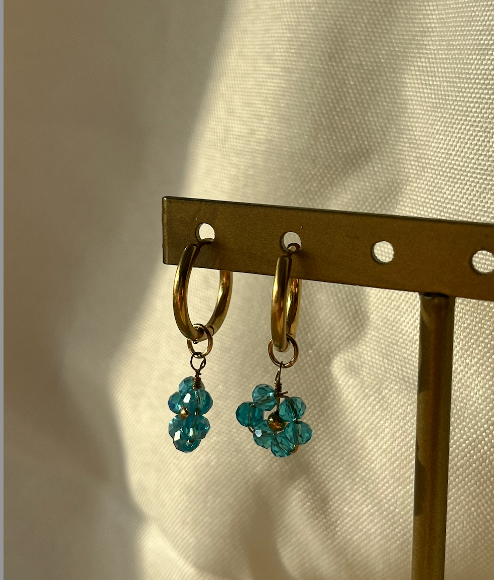 Boucles d'oreilles fleurs colorées