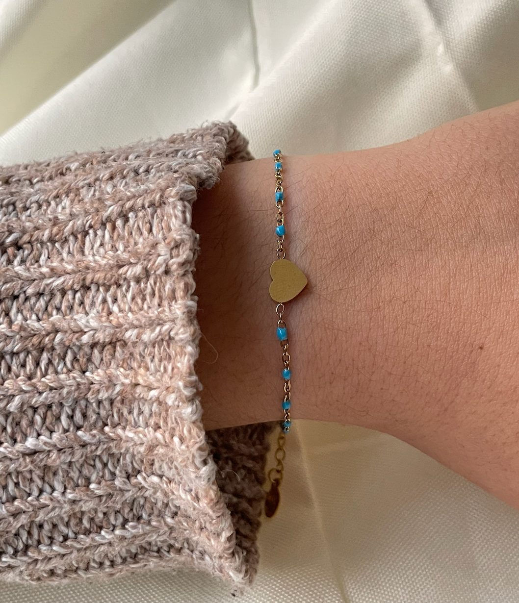 Bracelet coloré avec Coeur doré