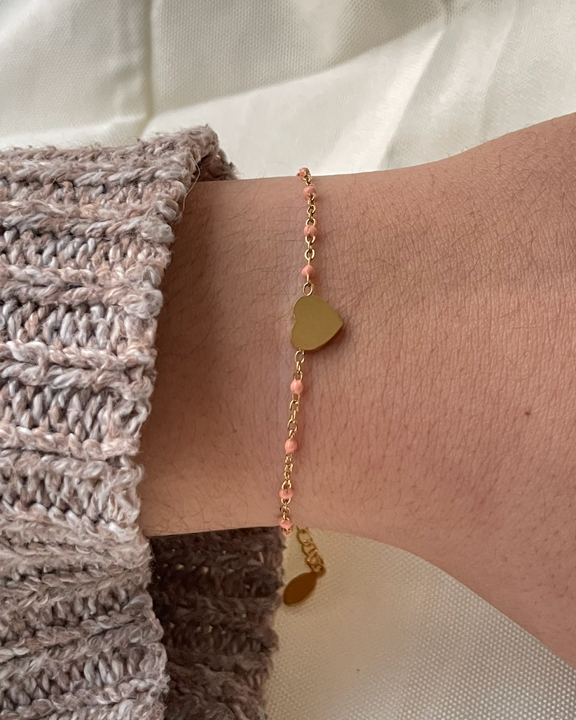 Bracelet coloré avec Coeur doré