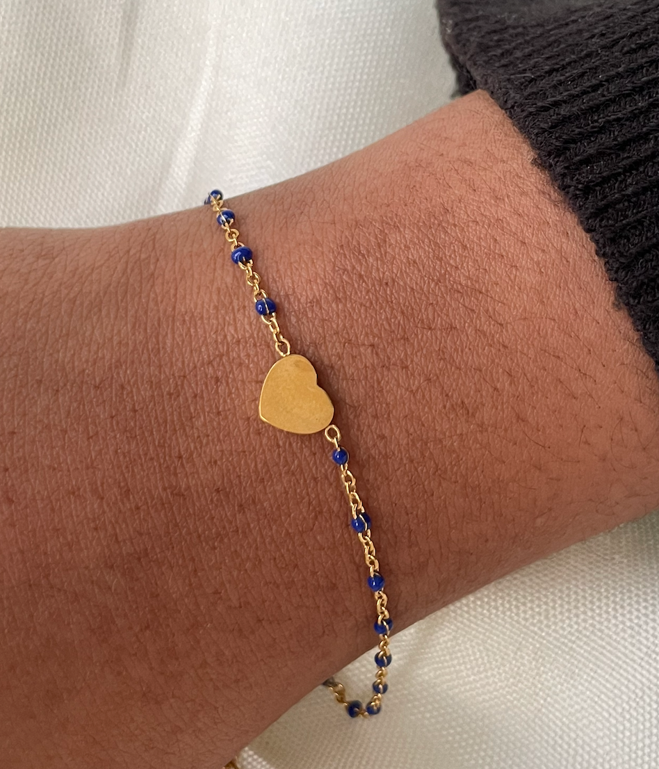 Bracelet coloré avec Coeur doré