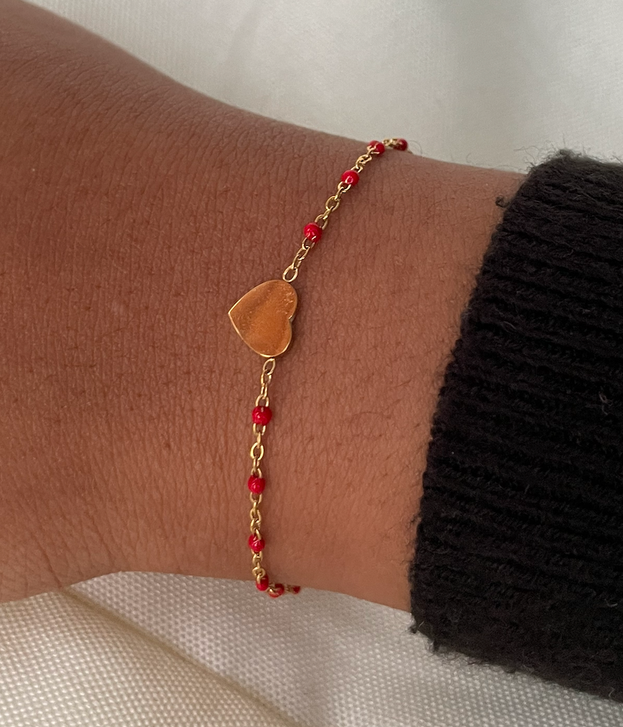 Bracelet coloré avec Coeur doré