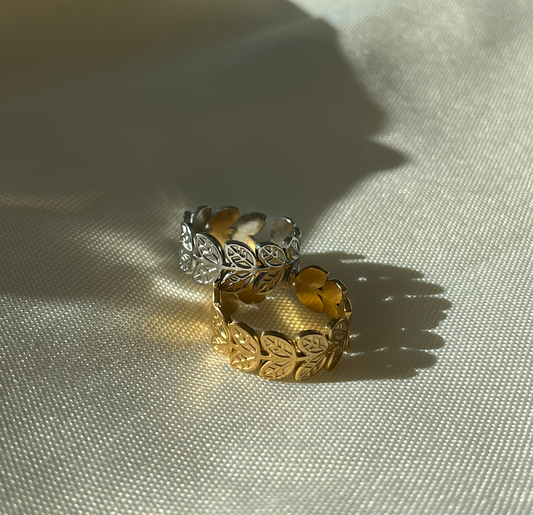Bague feuille large