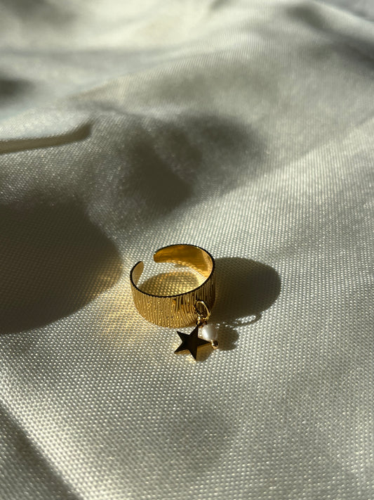 Bague breloque étoile et perle