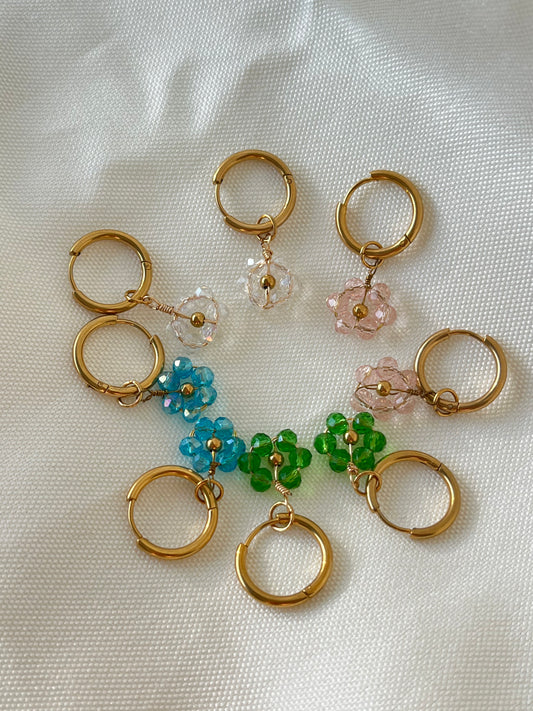Boucles d'oreilles fleurs colorées