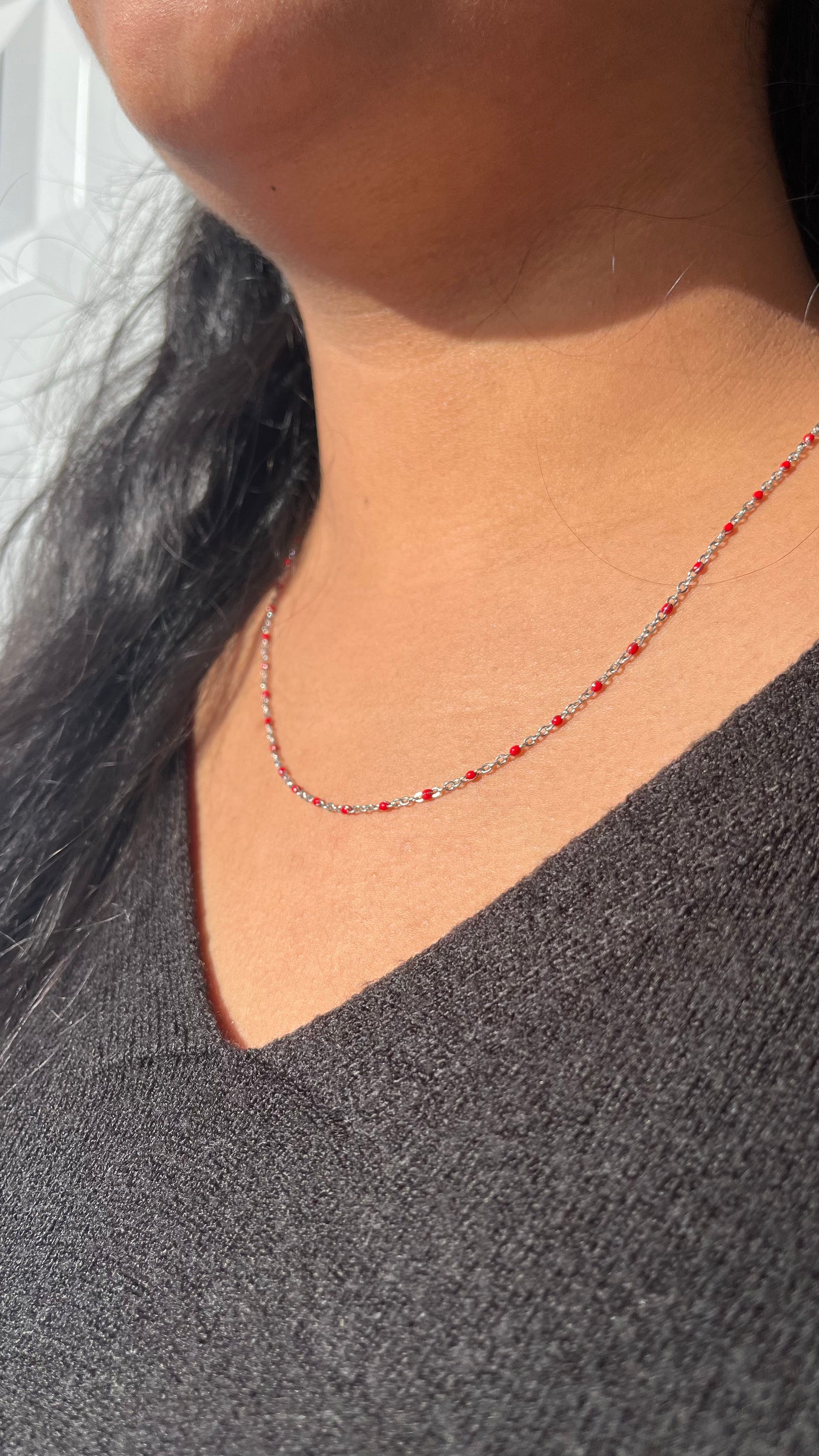Collier perles colorées fin