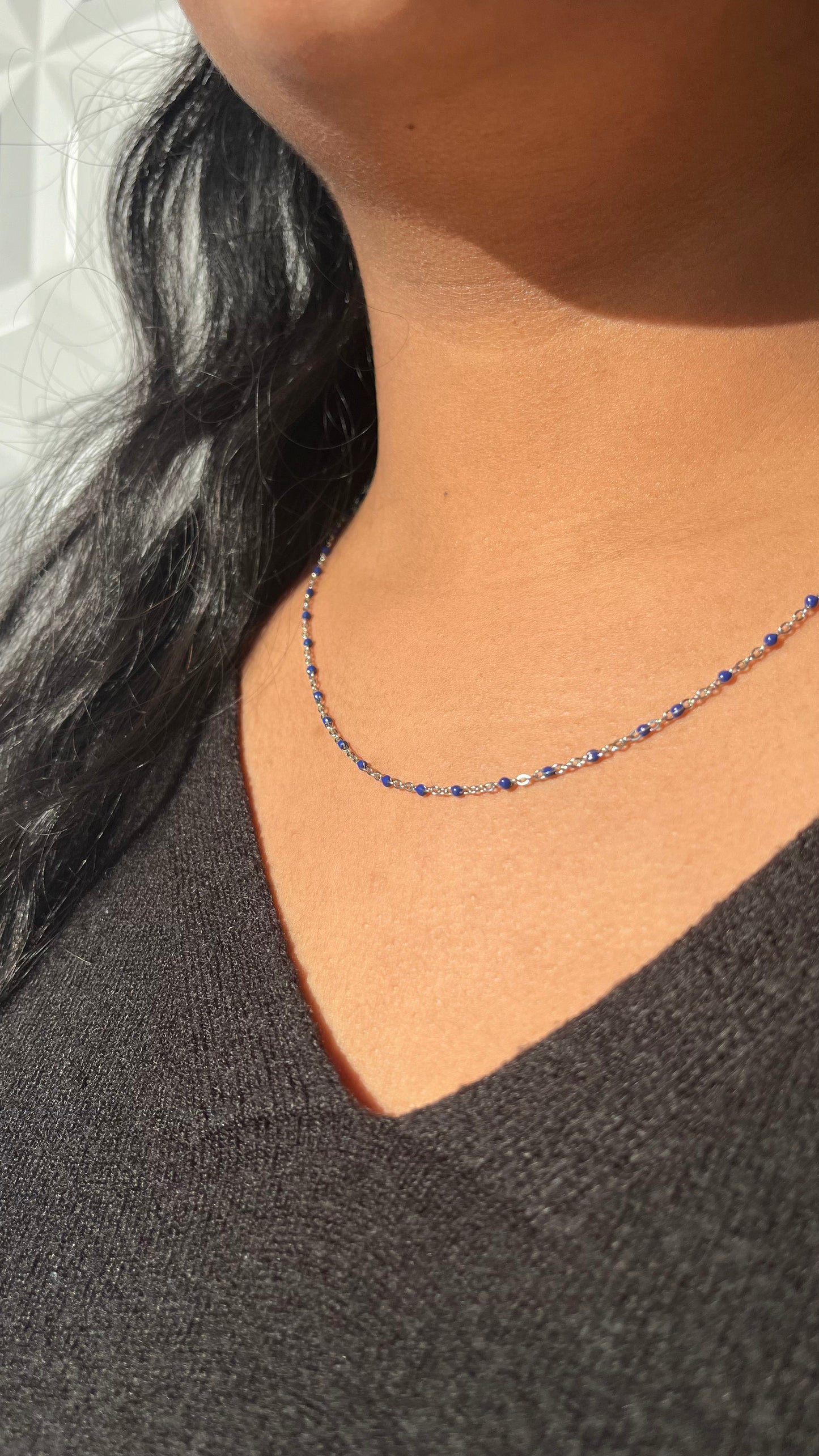Collier perles colorées fin